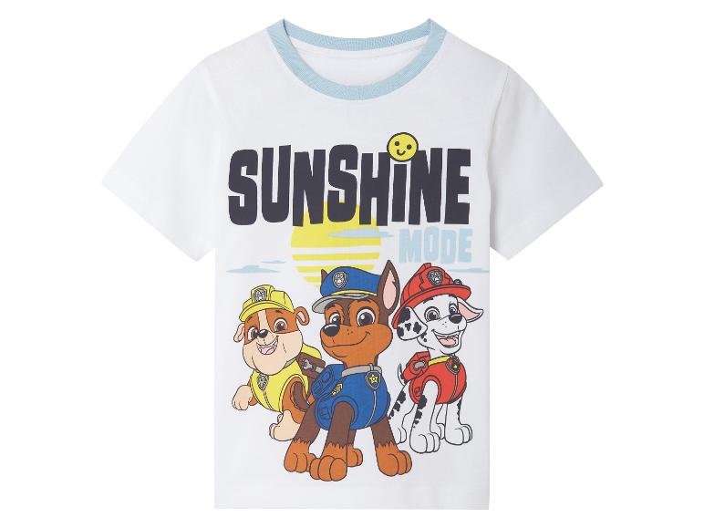 Weißes Kinder-T-Shirt mit Chase, Marshall und Rubble von Paw Patrol, Aufdruck "Sunshine Mode".