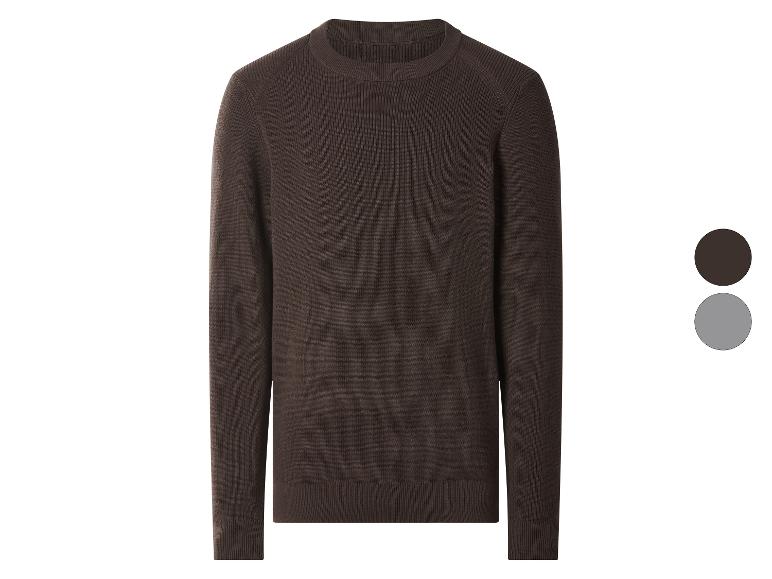 Brauner Langarm-Herrenpullover, mit Farboptionen Braun und Grau.