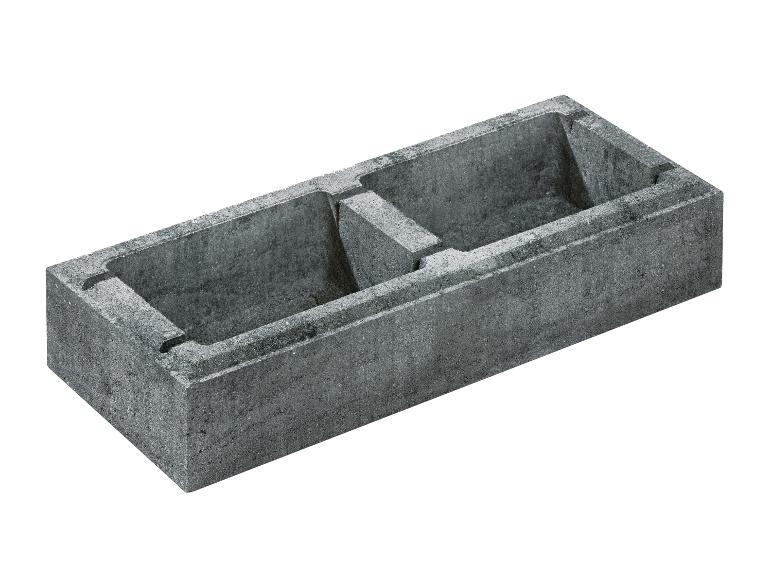 Grauer Hohlbetonstein mit zwei Fächern