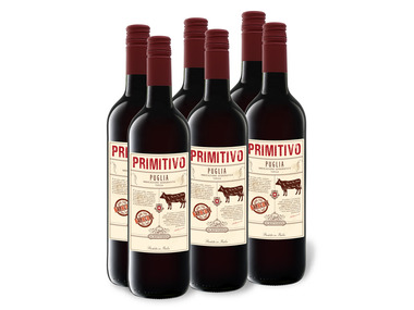 6 x 0,75-l-Flasche Weinpaket Primitivo Puglia IGT trocken, Rotwein