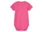 Ein rosa Baby-Strampler mit kurzen Ärmeln.
