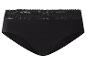 Schwarzer Damen-Slip mit Spitzenbesatz am Bund.