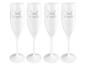 Vier weiße Sanssibar Sektgläser.