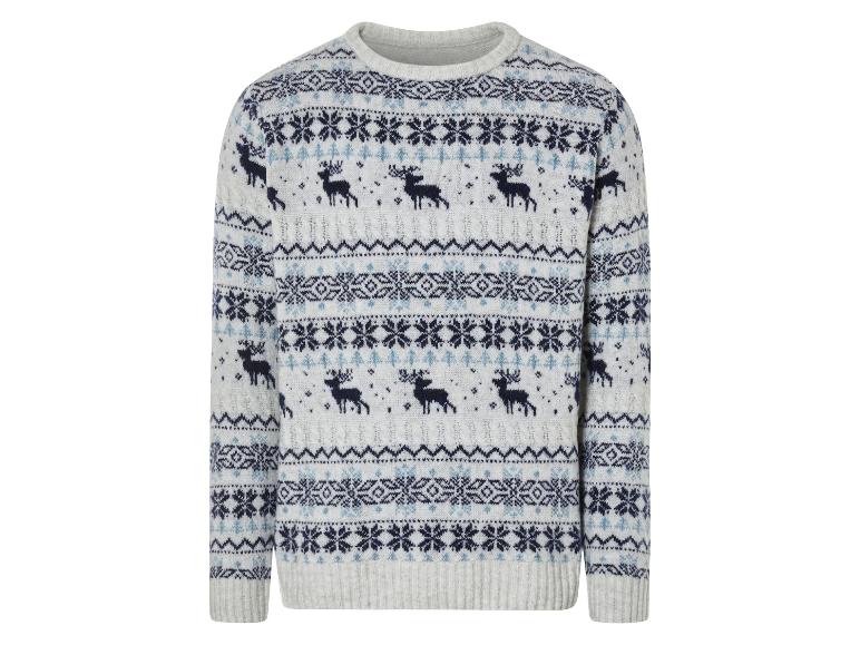 Ein grauer Pullover mit Rentier-Motiv für Weihnachten.