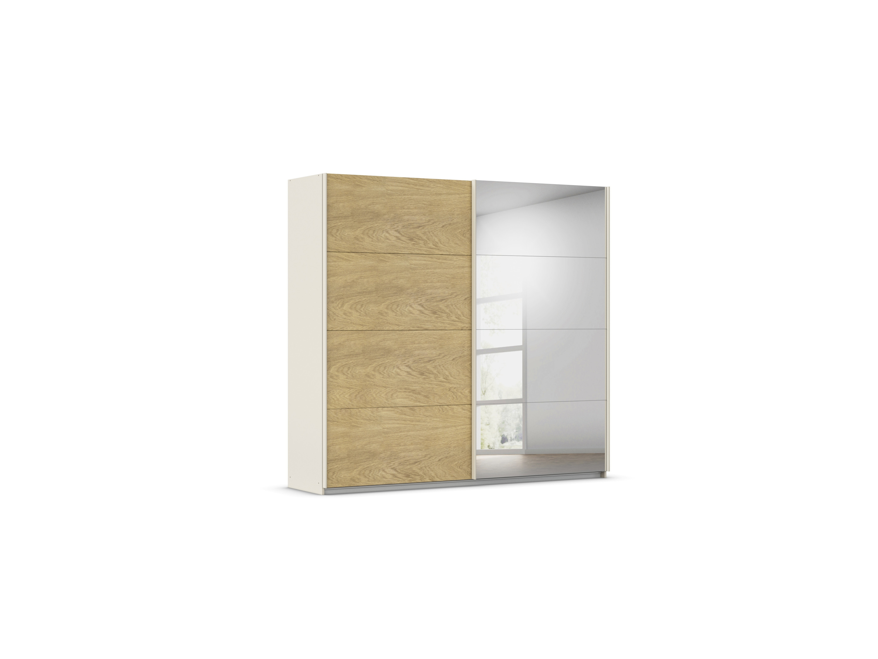 RAUCH ORANGE Malva-Extra Schwebetürenschrank (mit Spiegel, Eiche Furnier/Beige, Breite 226 cm / Höhe 210 cm)