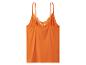 Oranges Camisole mit dünnen Trägern und Spitze am Rücken.