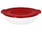 Weiße Schüssel mit rotem Deckel