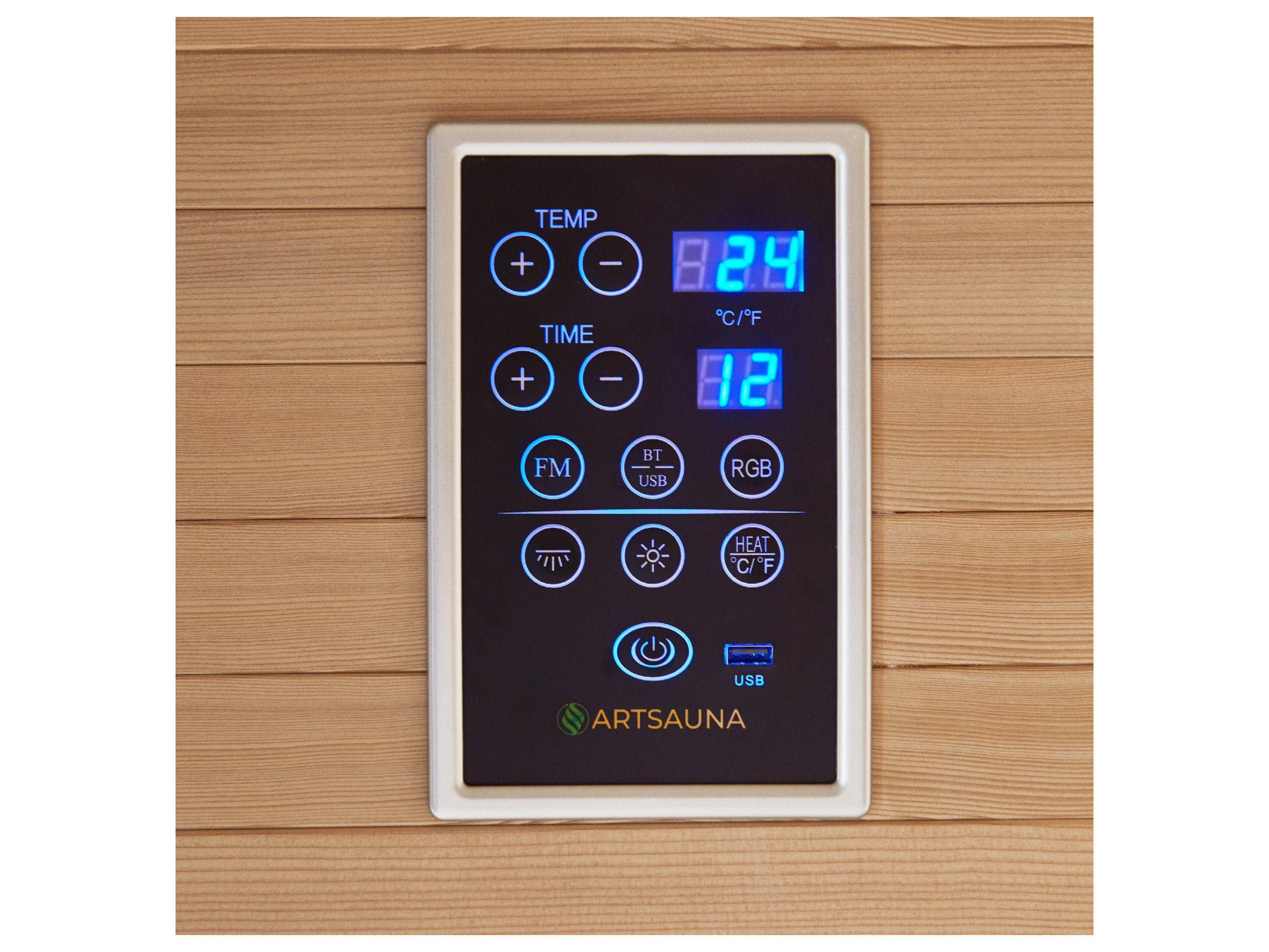 Artsauna Infrarotkabine Helsinki150 Dual-Technologie, für 3 Personen, Hemlockholz, HiFi-System, Ionisator, LED-Farblicht – Bild 4 von 4