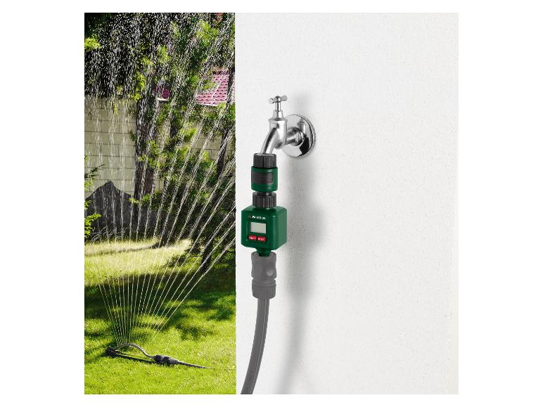 Parkside Rasensprenger mit Zeitschaltuhr an Wasserhahn angeschlossen