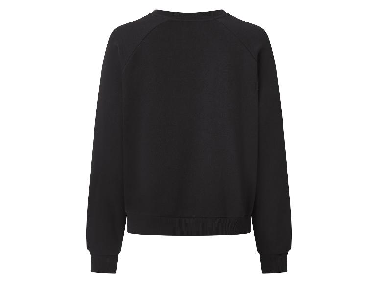 Schwarzes Langarm-Sweatshirt mit Rundhalsausschnitt, Rückansicht.