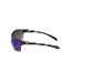 Schwarze Sonnenbrille mit blauen Gläsern.