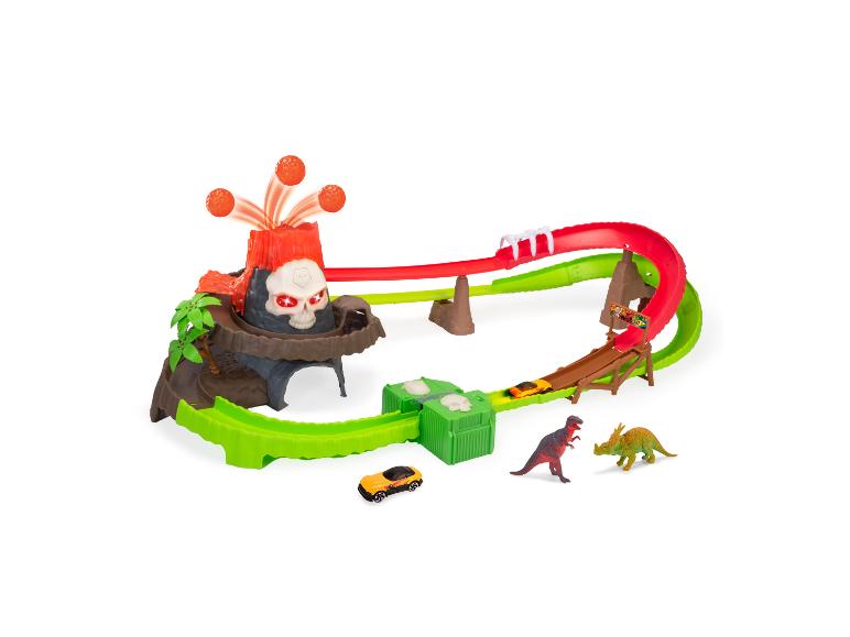 Spielset mit Rennstrecke im Vulkan- und Dinosaurier-Thema