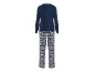Damen-Pyjama in Dunkelblau mit weihnachtlichem Muster auf der Hose