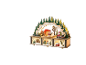 Dekorativer Weihnachtsbogen aus Holz mit warmer LED-Beleuchtung.