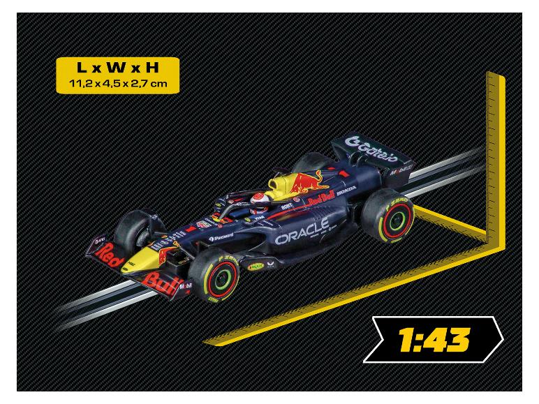 CARRERA Oracle Red Bull Racing Slotcar mit Maßen und Maßstab 1:43.