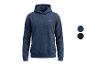 Herren-Kapuzenpullover in Marineblau, mit kleinem Logo auf der Brust und zwei Farboptionen.