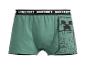 Grüne Boxershorts mit Videospiel-Charakter-Print und Textbund.