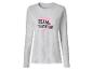 Graues Langarmshirt mit „TEAM VALENTINE“-Aufschrift und rosa Herz.