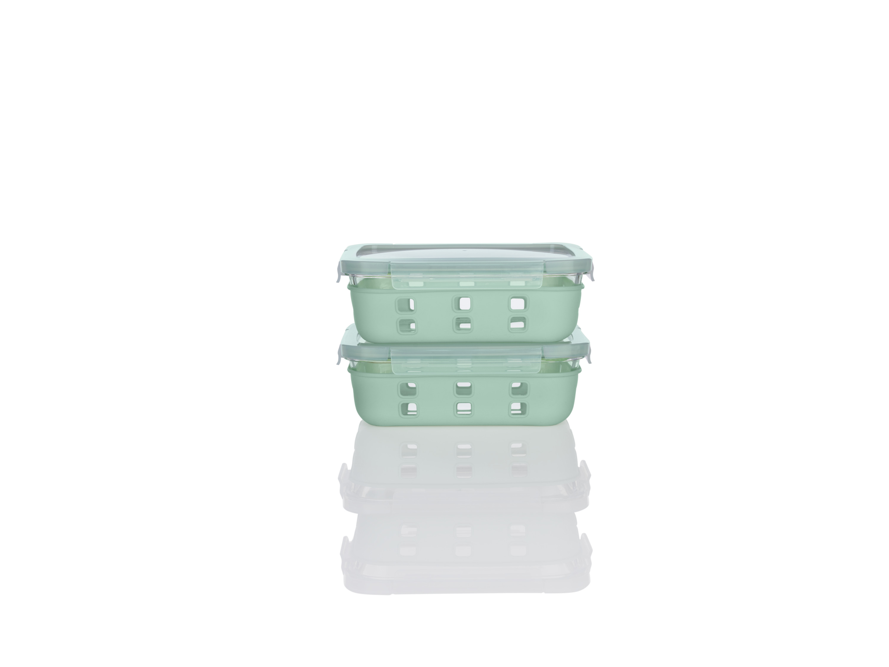 Thumbnail - LIVARNO home Lunchbox Glas 2er-Set mit Silikonschutz (Mint)
