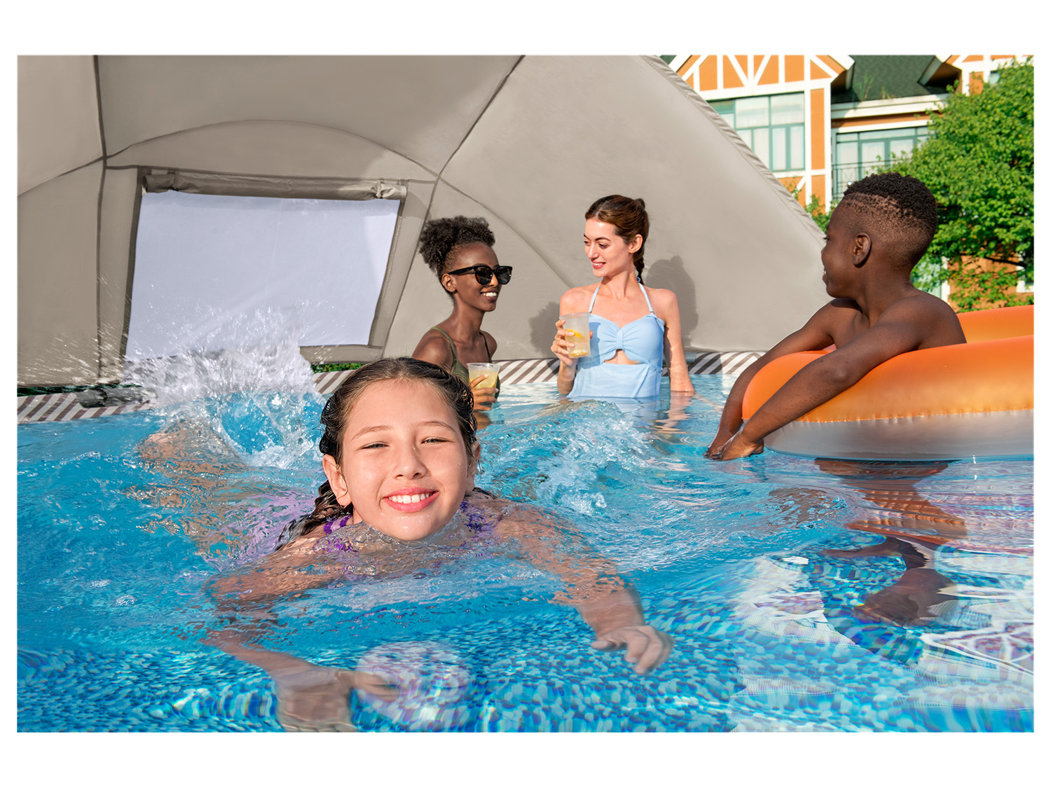 Thumbnail - Bestway Power Steel Pool mit Filterpumpe und Überdachung Ø 396 x 107 cm