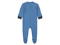 Ein blauer Baby-Schlafsack mit Füssen.