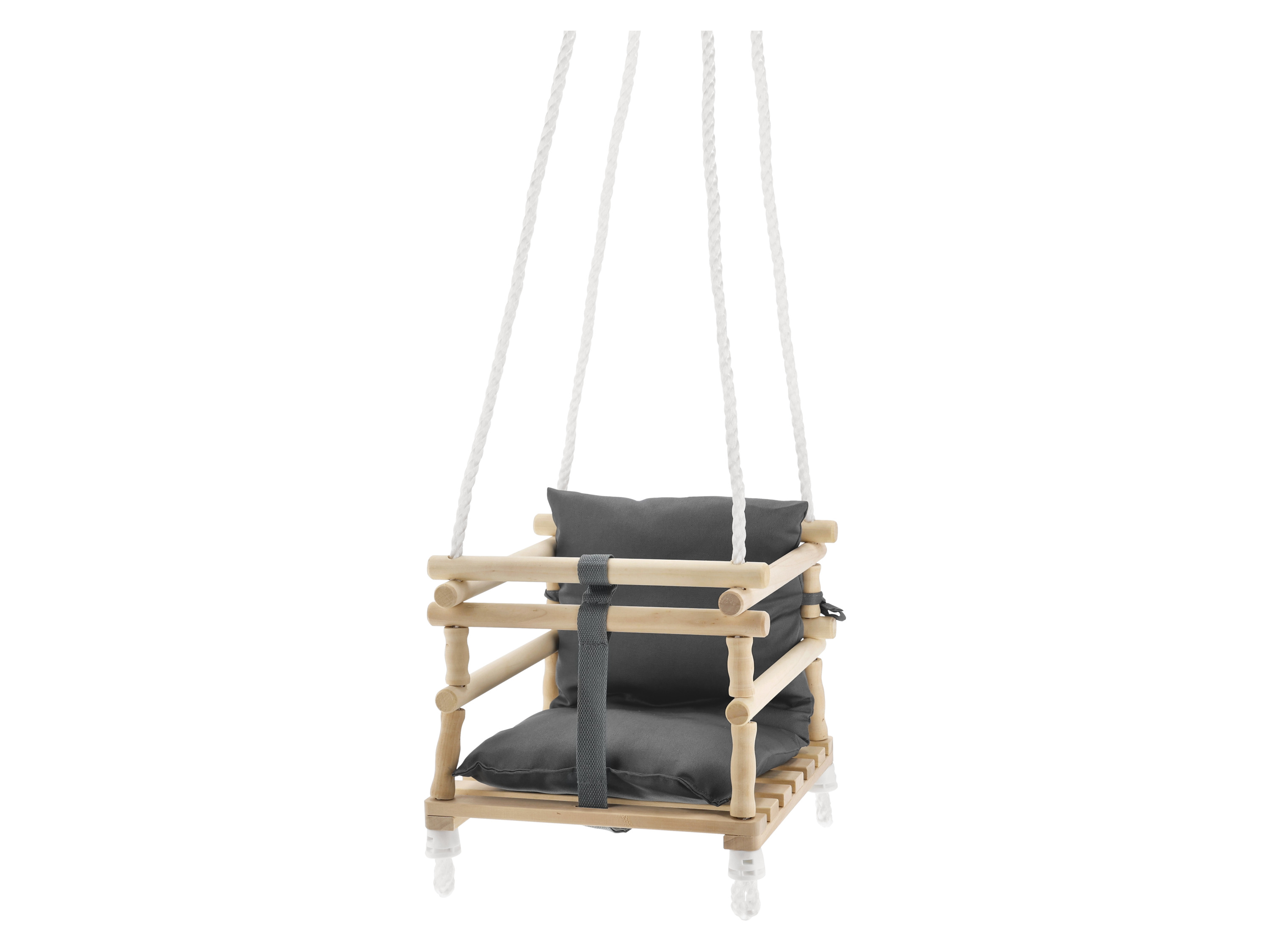 LUPILU® Baby Holzschaukel mit Sicherheitssitz (Grau)