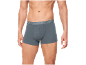 Graue Herren-Boxershorts mit elastischem Bund und Text.