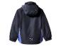 Schwarze Kapuzenjacke mit blauen und lila Seitenpaneelen, mit Arctic Style Logo.