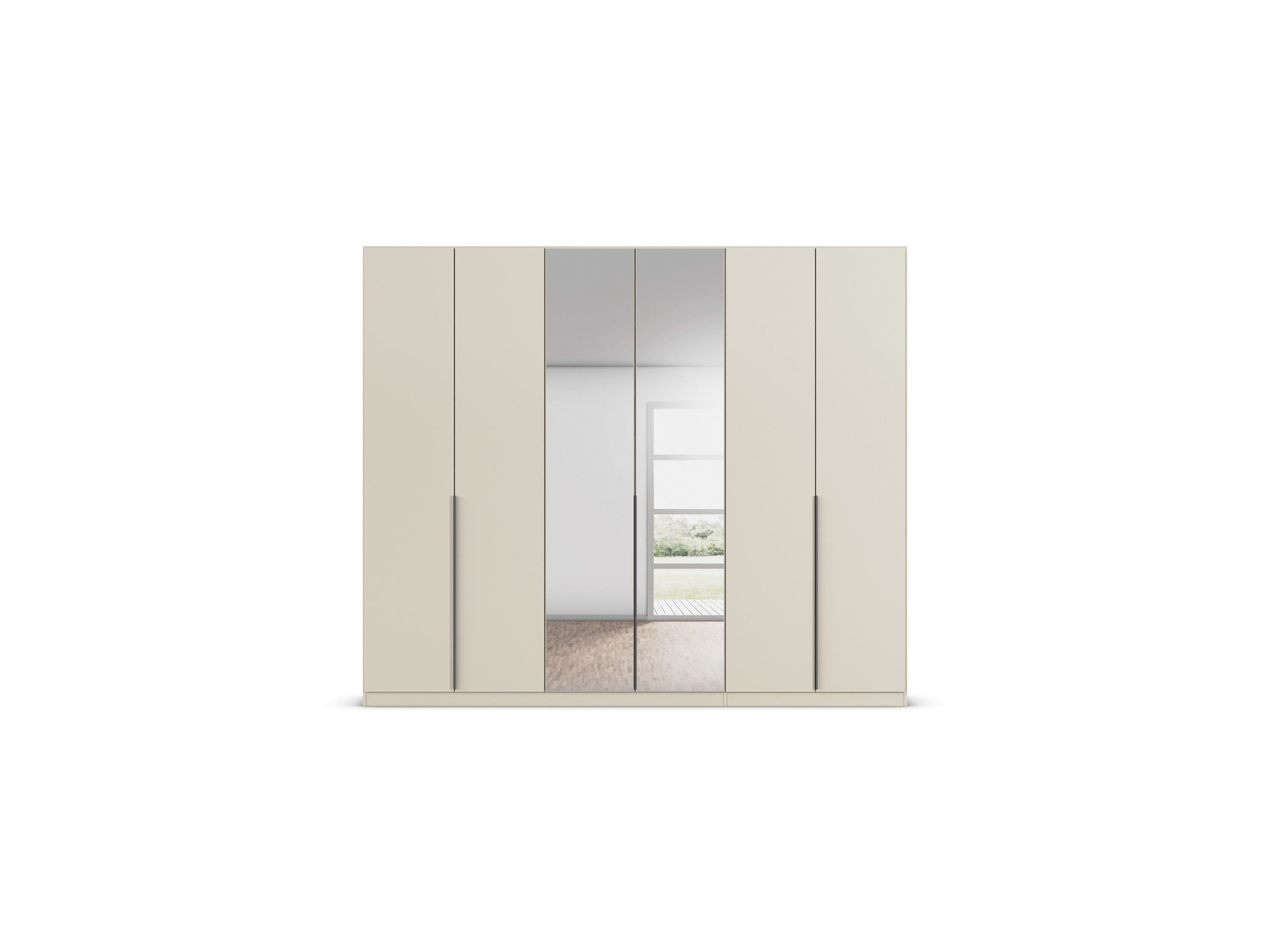 RAUCH ORANGE Drehtürenschrank Alabama mit Spiegel (Classic-Zubehör, Beige-Champagner, Griffe Grau, 271 x 229 cm) – Bild 4 von 4