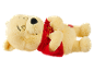 Gelber Plüschbär mit rotem Hemd und gesticktem Wort „Pooh“.