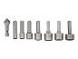 Satz Bohrer und Steckschlüssel in verschiedenen Größen von 5 mm bis 13 mm.