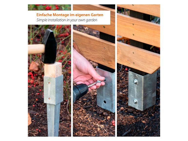 Einfache Montage eines Gartenzauns: Pfosten einschlagen, Bretter verschrauben.