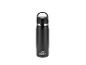 Schwarze Edelstahl-Thermosflasche mit silbernem Ring und Griff
