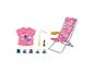 BABY born Strandset mit rosa T-Shirt, Liegestuhl, Angelrute, Flasche und fünf Enten.