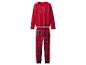 Roter Pyjama mit Langarmshirt und karierter Hose.