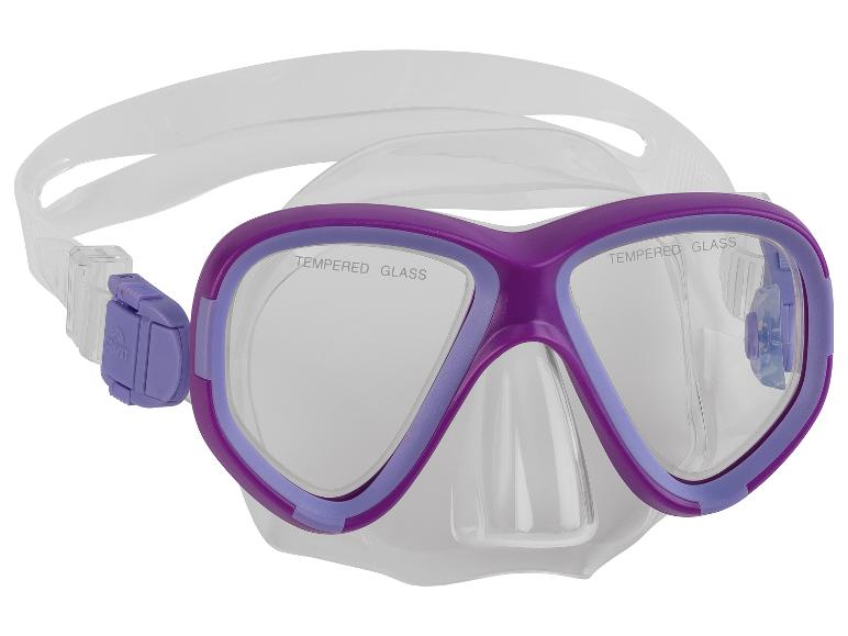 Crivit Tauchmaske, lila, aus gehärtetem Glas.