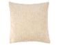 Beige Kissen aus geripptem Stoff.