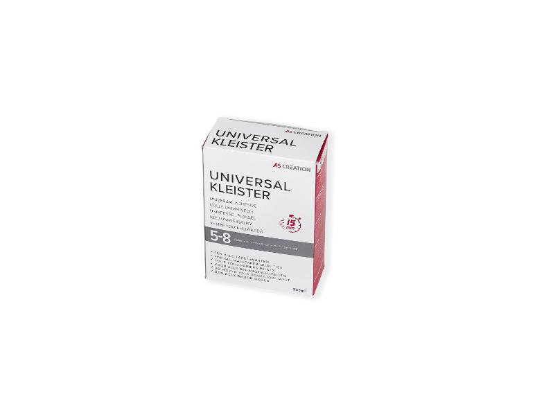 Universal-Tapetenkleister in einer weiß-roten Schachtel, geeignet für alle Tapetenarten.