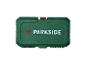 Ein grüner Werkzeugkoffer mit dem Markennamen „PARKSIDE“ in weißer und roter Schrift.