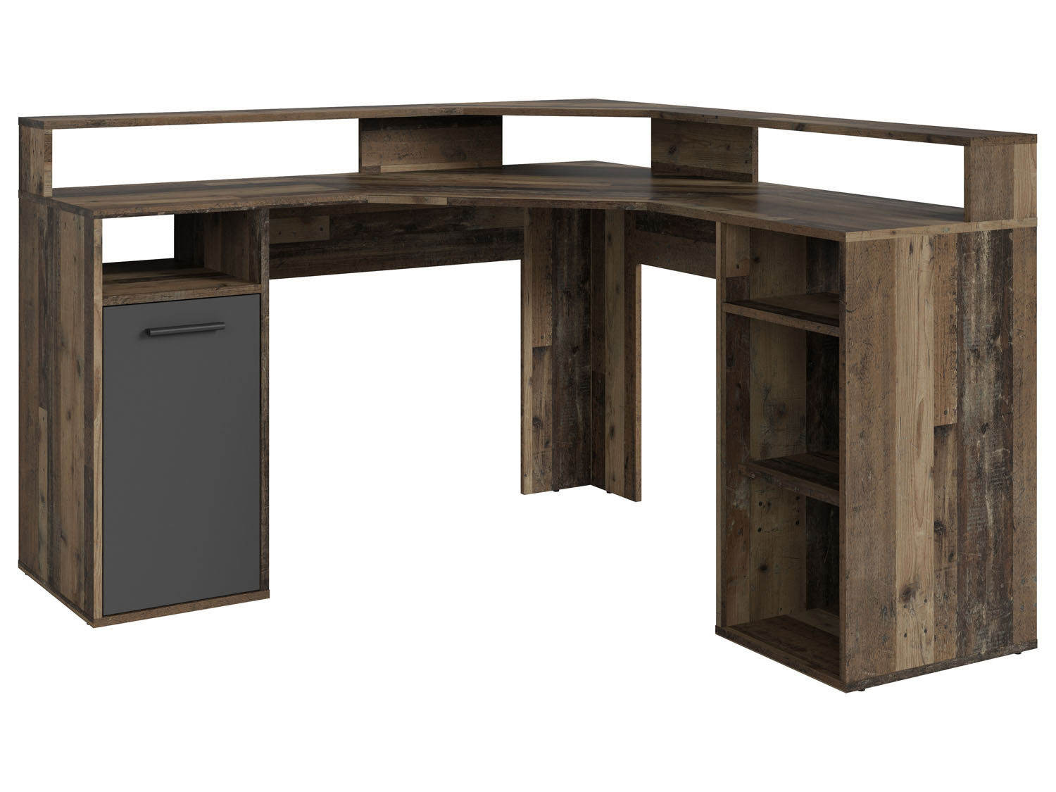 BYLIVING Gaming Schreibtisch Fox (Old Wood / Anthrazit)