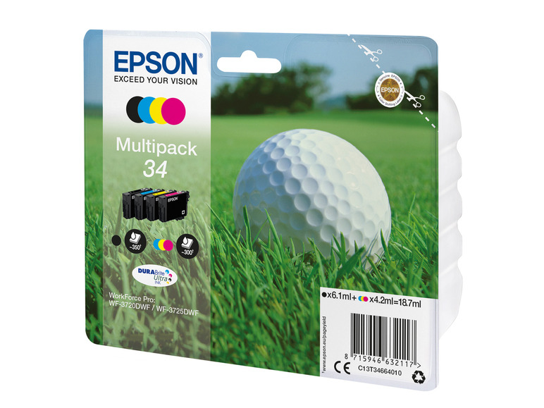 Gehe zu Vollbildansicht: EPSON »34« Golfball Multipack Tintenpatronen Schwarz/Cyan/Magenta/Gelb - Bild 2