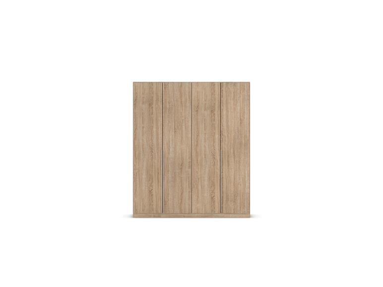 Viertüriger Kleiderschrank in heller Holzoptik mit Griffen