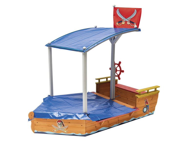 Playtive Sandkasten Piratenschiff, mit Stauraum | Gartenspielgeräte