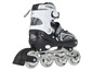 Schwarze Inline-Skates mit weißen Details und Apollo-Rädern.