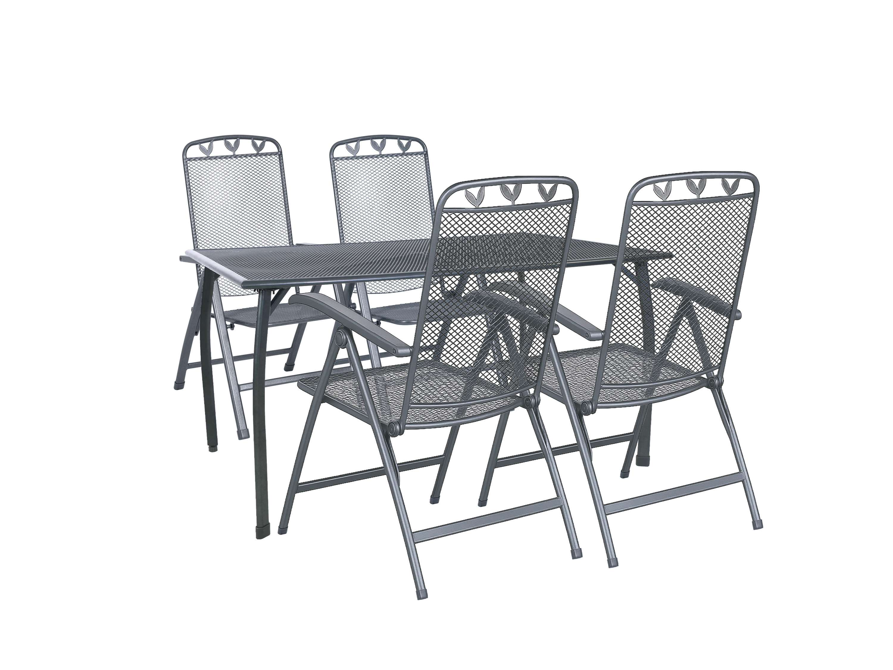 GREEMOTION Gartentischgruppe Toulouse (Tisch + 4 Klappstühle, 140 x 74 x 90 cm)