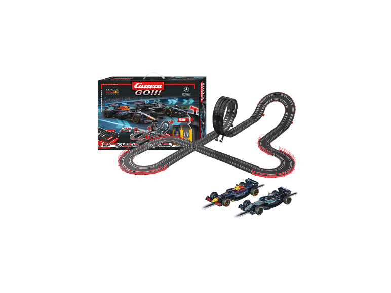 CARRERA Champion's Racing Rennbahn mit Looping und zwei Formel-1-Autos.