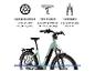 Hellgrünes E-Bike mit Scheibenbremsen, Trekkingsattel und Federgabel.