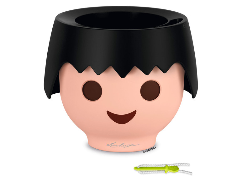 Lechuza Blumentopf in Gesichtsform mit Wasseranzeige.