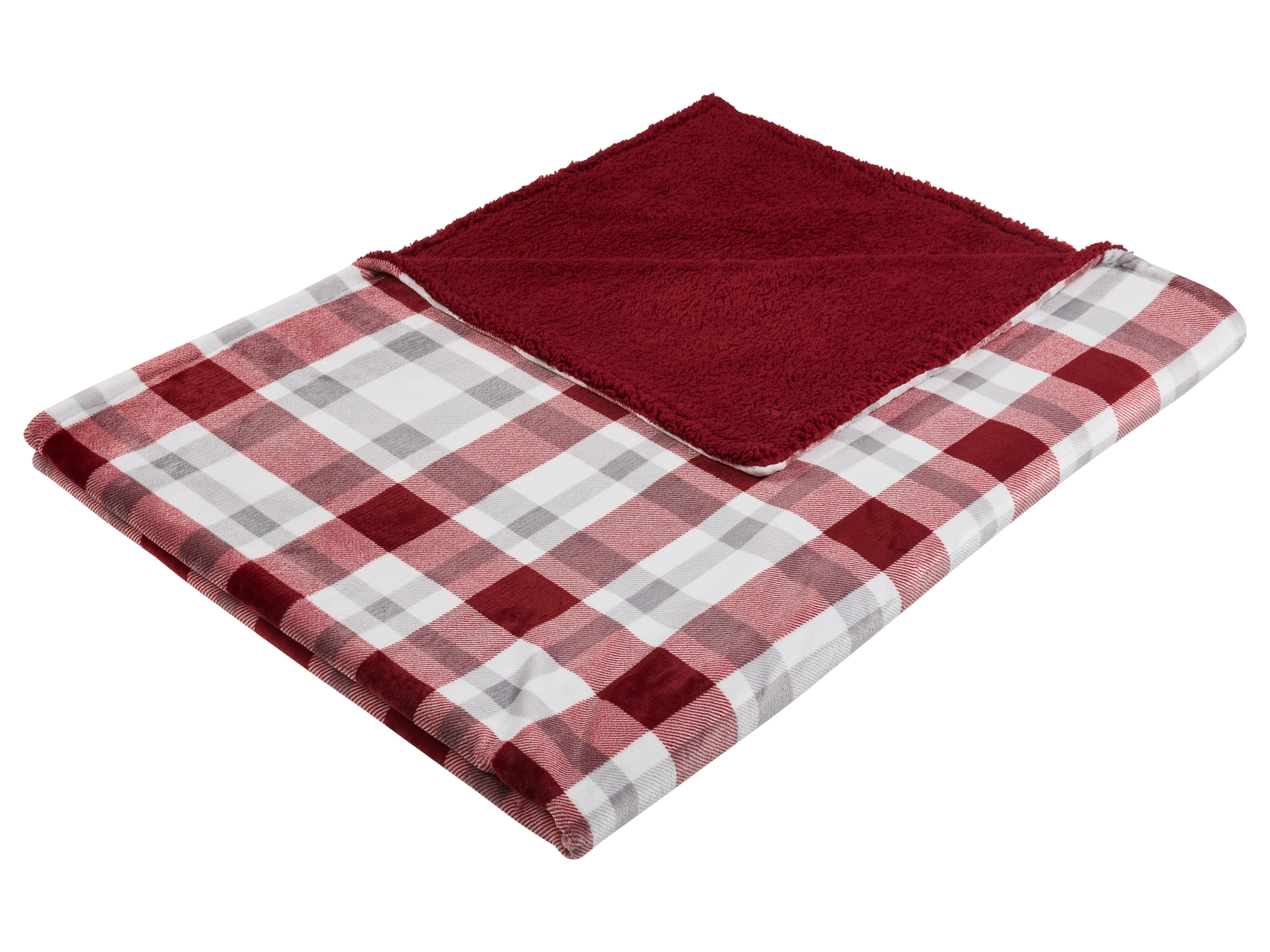 Thumbnail - LIVARNO® Kuscheldecke mit Teddyfleece (Karo/rot)