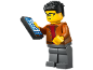 Lego-Figur mit Brille und Smartphone, das Apps anzeigt.
